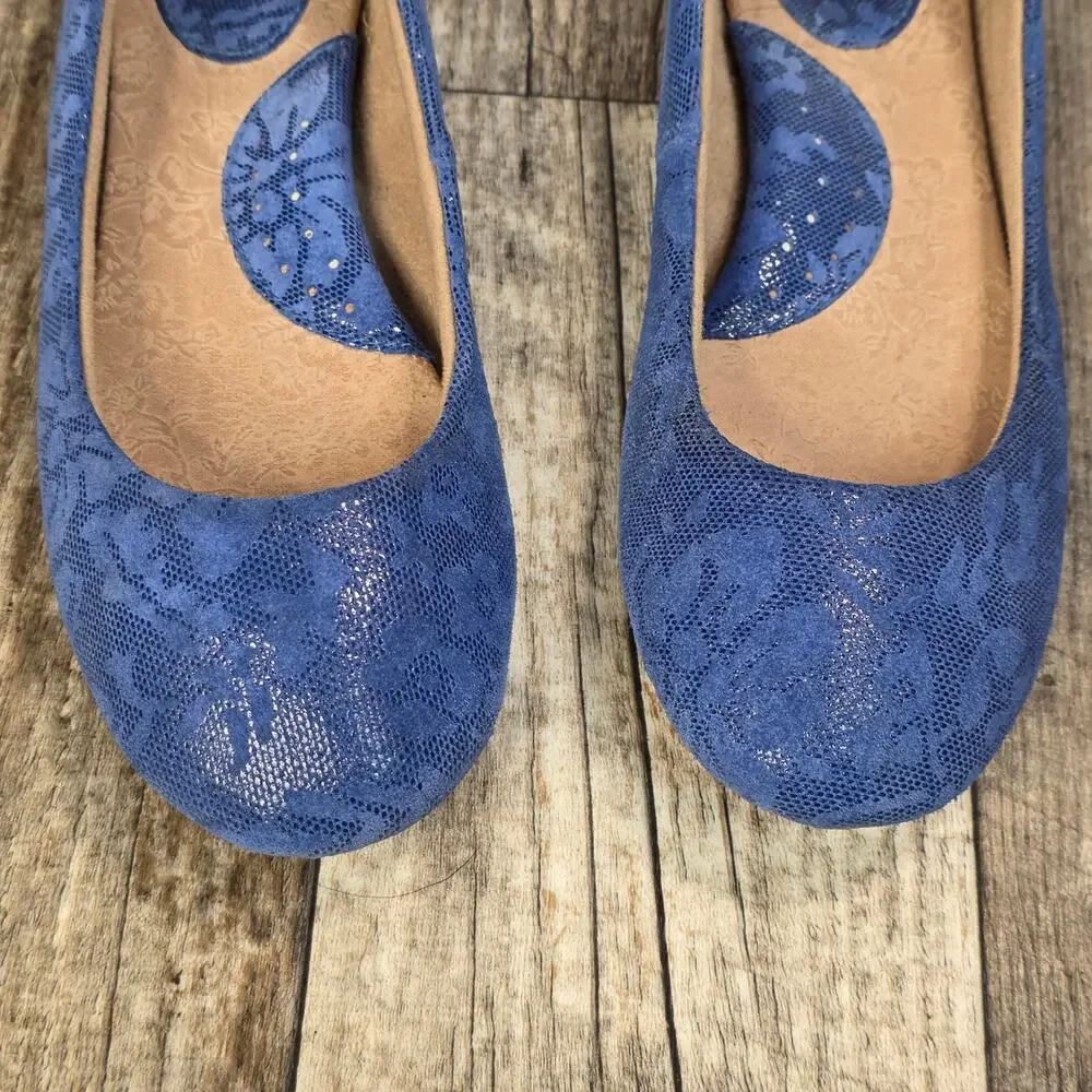 BOC Born Balet Flat Blue Size 7 Snakeskin Print